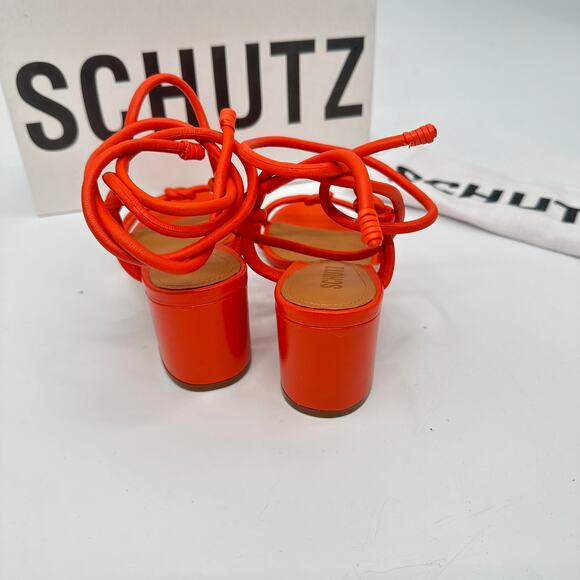 SCHUTZ Evereve New in Box Binky Mid Strappy Heel Sandal in Orange // 8 - Picture 6 of 11